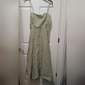 Reformation Monette Linen Dress Midi NWT size 10 Avocado Check Green White